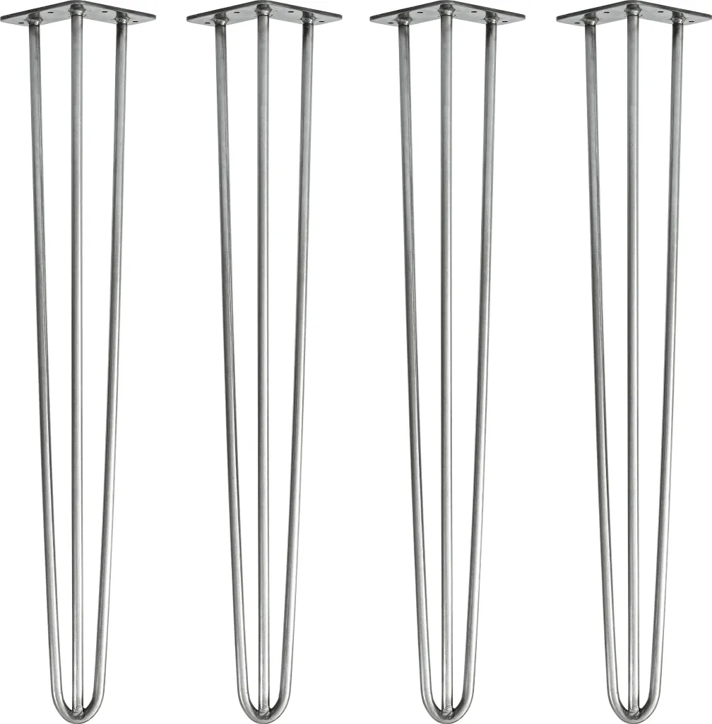 Set 4 Gambe Tavolo 71cm Hairpin Acciaio 12mm Argento Industriale