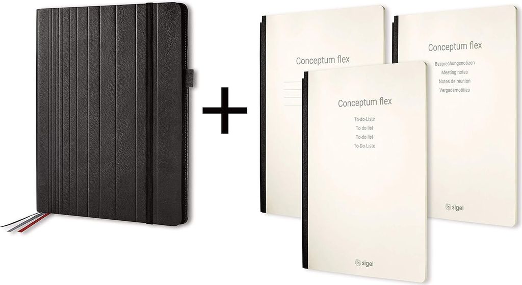 SIGEL Konferenzmappe Business Organiser Conceptum Flex kariert Kunstleder DIN A5 schwarz