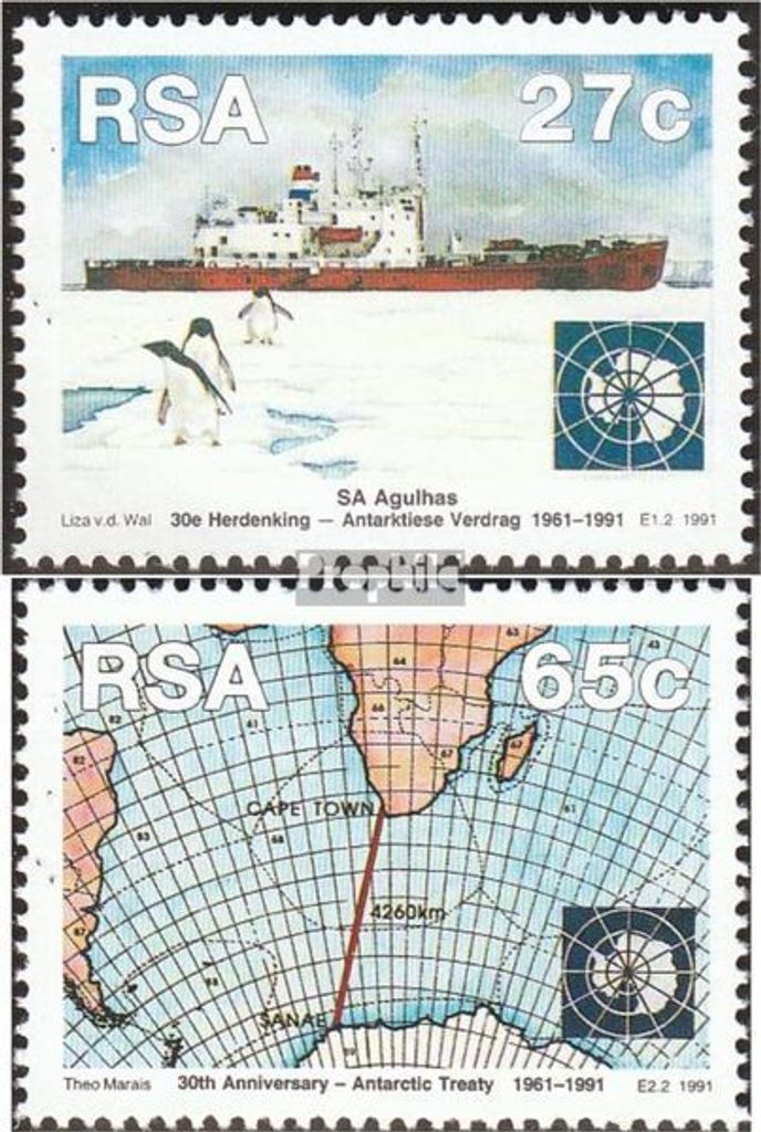 Briefmarken Südafrika 1991 Mi 829-830 (kompl.Ausg.) gestempelt Antarktisvertrag