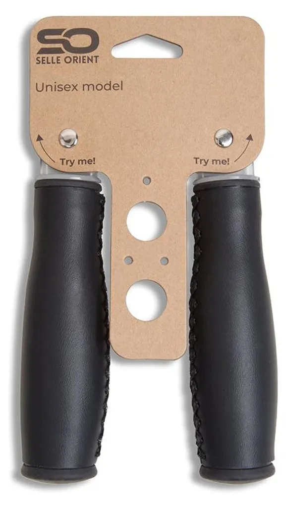 Poignées vélo cuir synthétique noir 135 mm Selle Orient anti-vibration