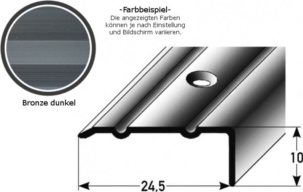 Winkelprofil "Salerno" / Winkelprofil 24,5 mm Typ: 88/89 (Aluminium eloxiert, gebohrt oder selbstklebend) -bronze dunkel-2700-gebohrt-10 mm