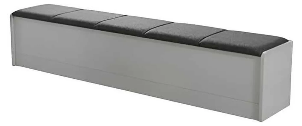 Banc de bout de lit gris rembourré avec coffre de rangement intégré 110cm