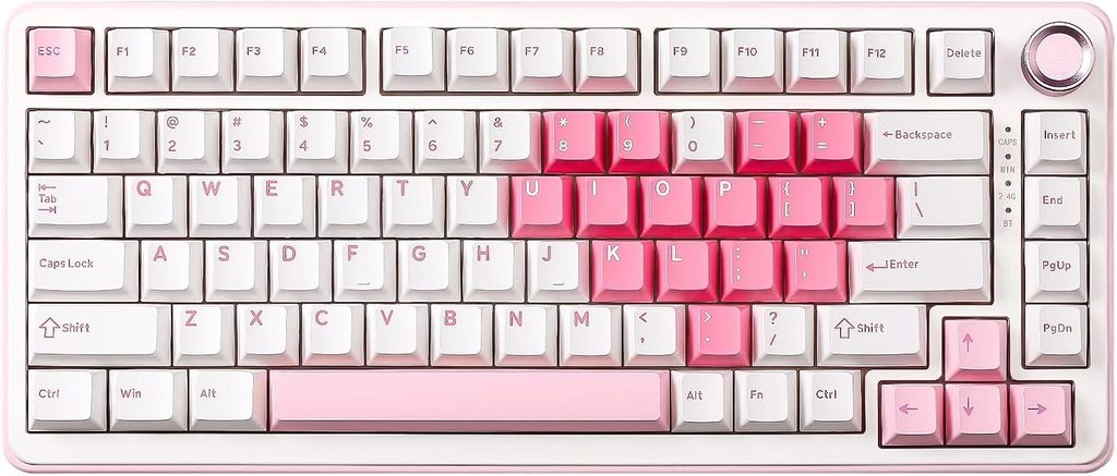 Mechanische Tastatur, 75% QWERTY Gaming Tastatur Dichtung Hot Swap Keyboard mit Knopf, Vorgeschmierte Schalter RGB, BT/Type-C/2.4G Creamy Keyboard