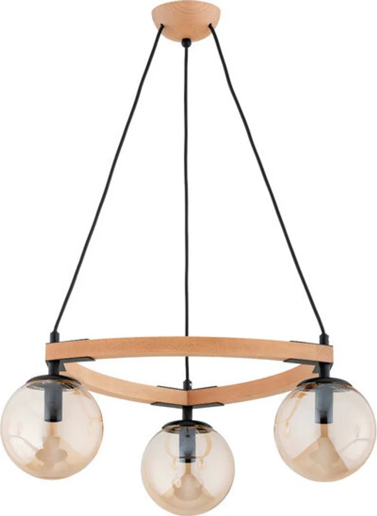 Éclairage déco bois et verre doré ADINA 3xE14 pour sublimer une pièce sombre