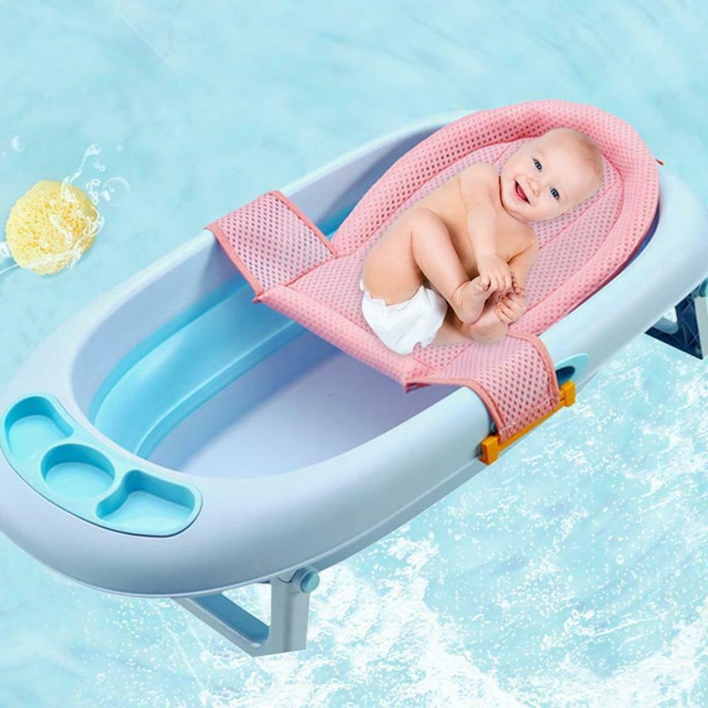 Baby Badewanneneinsatz Sitz Neugeborene Dusche Mesh für Badewanne Verstellba 