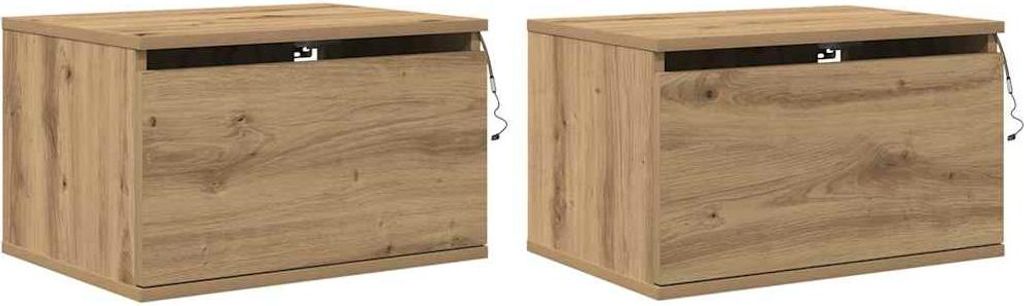 Wandmontiertes Nachttischchen 2 pcs Artisan-Eiche Holzwerkstoff