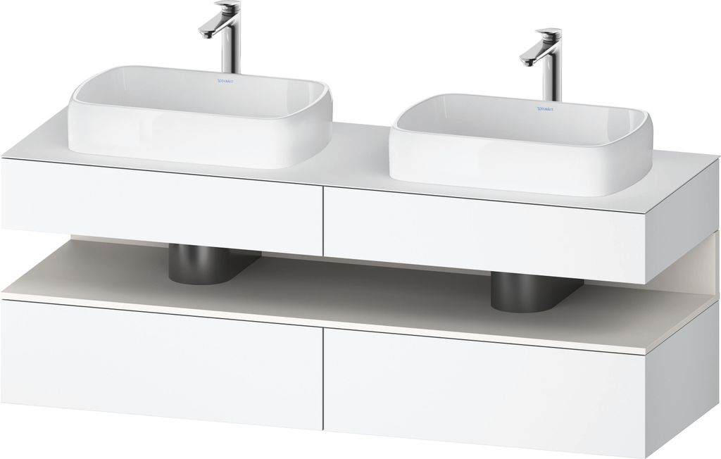 Duravit Qatego Konsolenwaschtischunterbau, 2 Auszüge, 2 Schubkästen, 2 Ausschnitte, 1600x550x600mm, Nische Weiß Supermatt, QA4779084180000