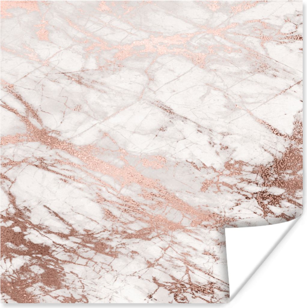 MuchoWow Poster Marmor - Rosa - Luxus - Marmoroptik - Glitzer - Design 50x50 cm - Wohnzimmerdekoration
