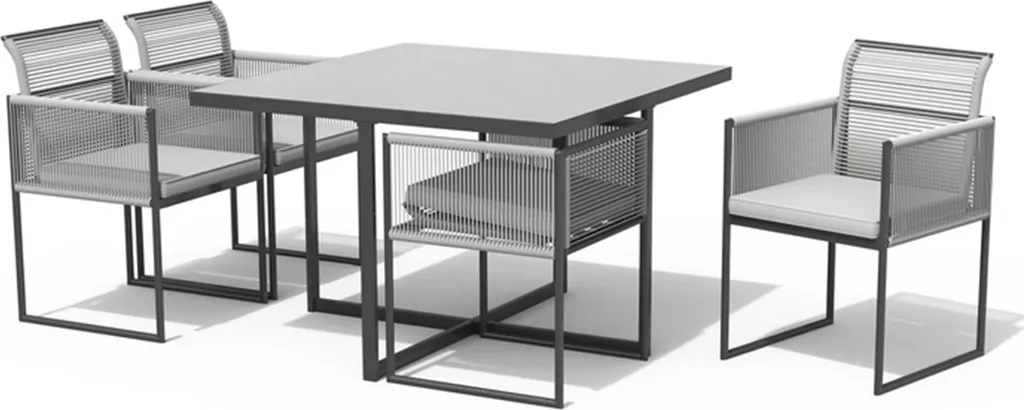 Table de jardin 4 places en alu pour repas sur balcon et cour