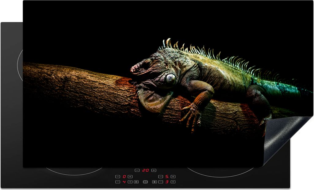 KitchenYeah Herdabdeckplatte Tier - Zweig - Schwarz , 90x52cm, Küche Deko, Glaskeramikfeld Herdabdeckung, Abdeckplatte fùr Kochfeld