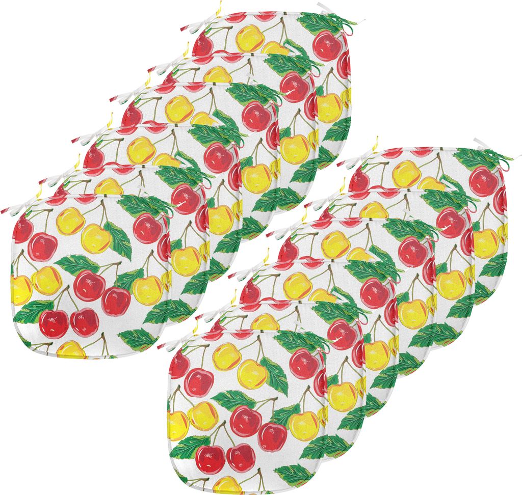 ABAKUHAUS Obst Polster für Esszimmerstühle, Grafik Farbige Kirschen, Dekoratives wasserfestes Kissen mit Riemen für Küchensitze, 40 cm x 40 cm-...
