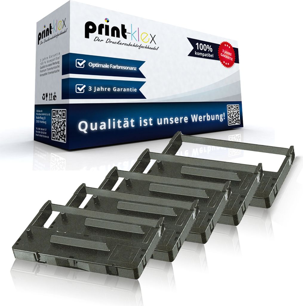 5x Kompatible Schriftbänder für Epson ERC 11 Sanyo ECR 7100 C43S015426 ERC11B Schriftband Kassette Office Light Serie