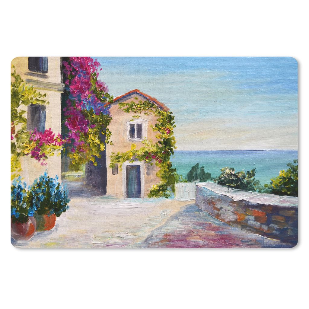 MuchoWow® Mauspad Mousepad Malerei - Haus - Ölfarbe - Dorf Produktbild 