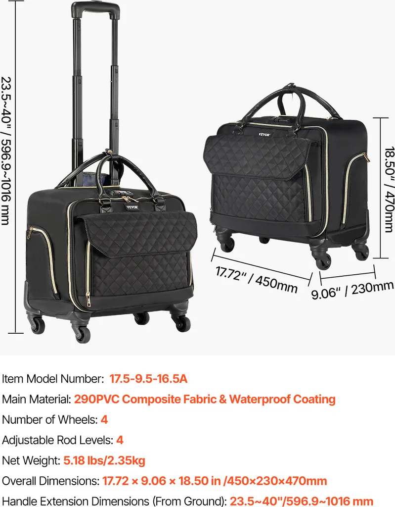 Pilot Case pour Ordinateur Portable 17,3 Pouces à 4 Roues Multidirectionnelles - 7