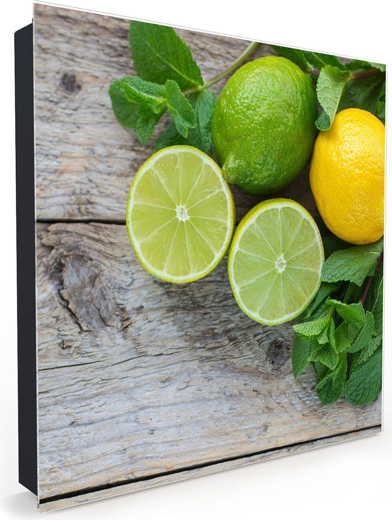 Nachbildung-Schlüsselkasten, Magnetpinnwand und Memoboard mit Glasfront Motiv Limetten und Zitrone