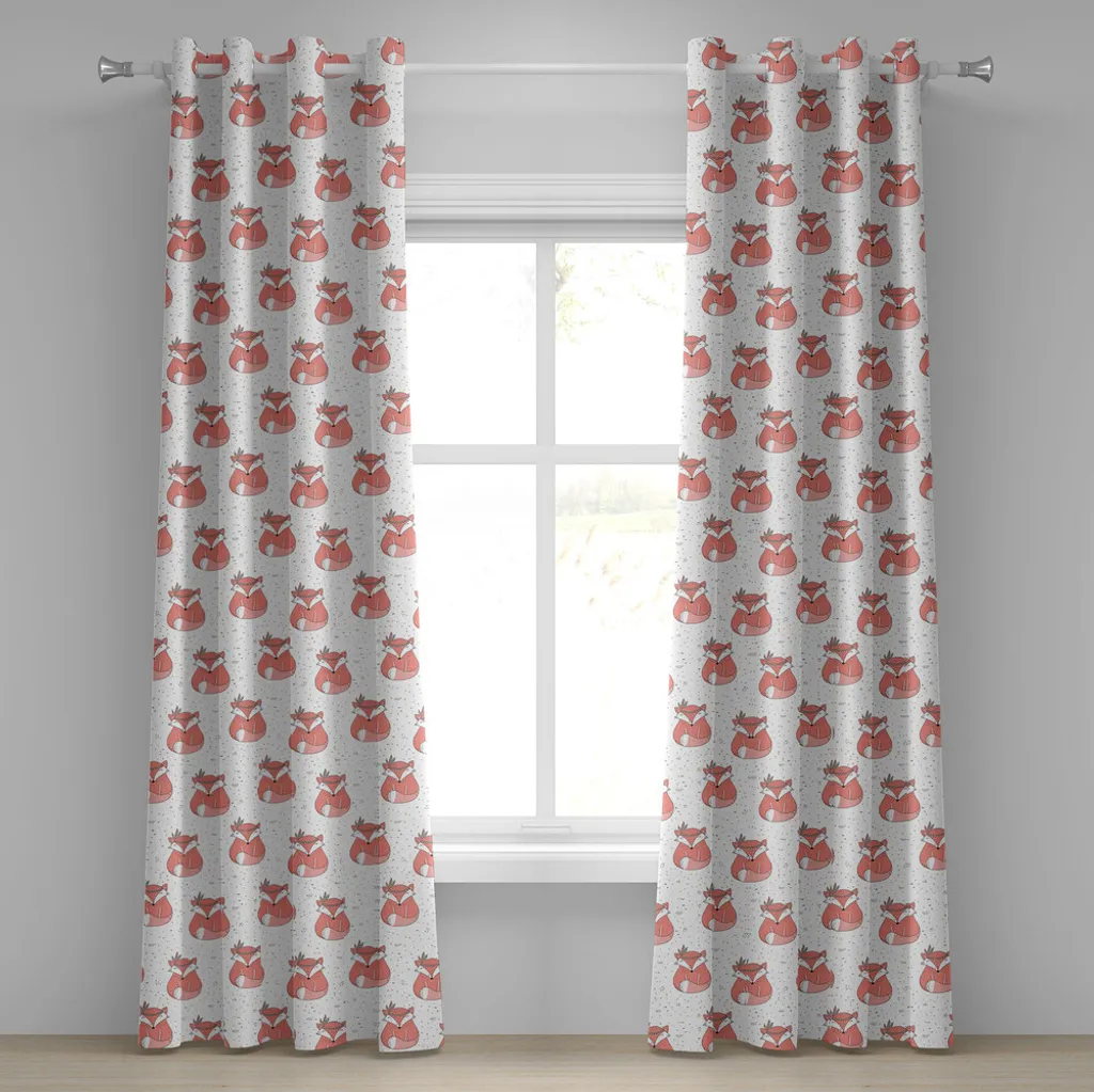 Rideau motifs ethniques faits main animaux forêt corail et noir 175 cm