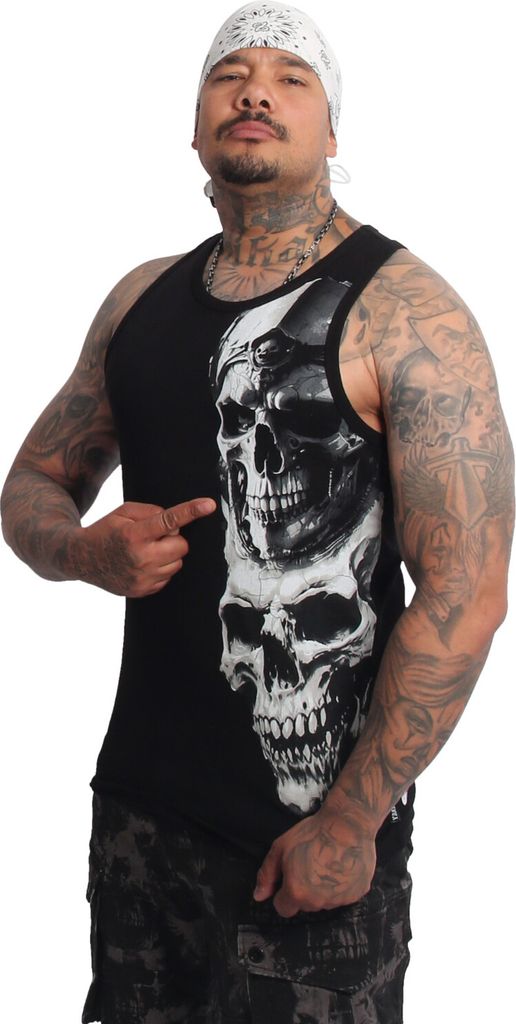 Yakuza Herren Mouth Slim Racer Tanktop, Schwarz, S