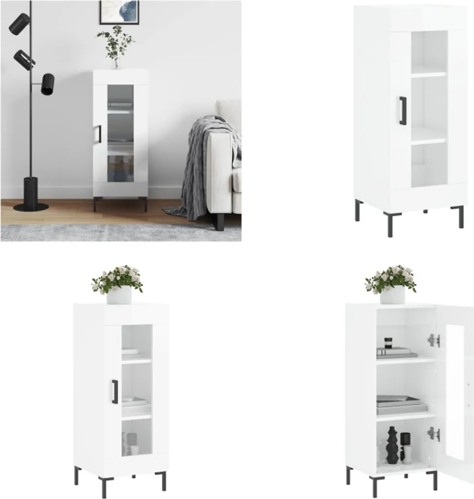 Mobile Credenza Legno 34,5x34x90 cm | Bianco Lucido vidaXL