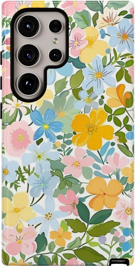 Lebhaftes Pastell-Blumenmuster – Hülle Kompatibel mit Samsung Galaxy S24 Ultra