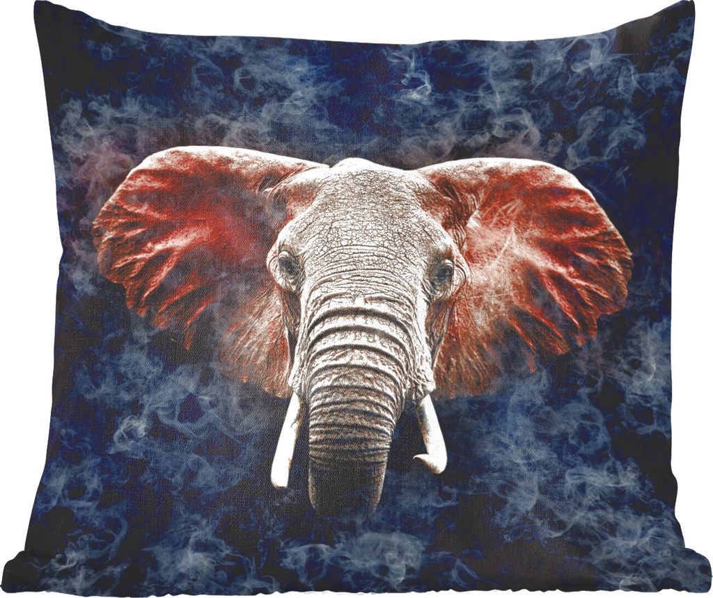 MuchoWow Zierkissen Sofakissen Wohnzimmer Dekokissen 60x60 cm Elefant - Rot - Tiere - Sitzfläche - Foto Polster