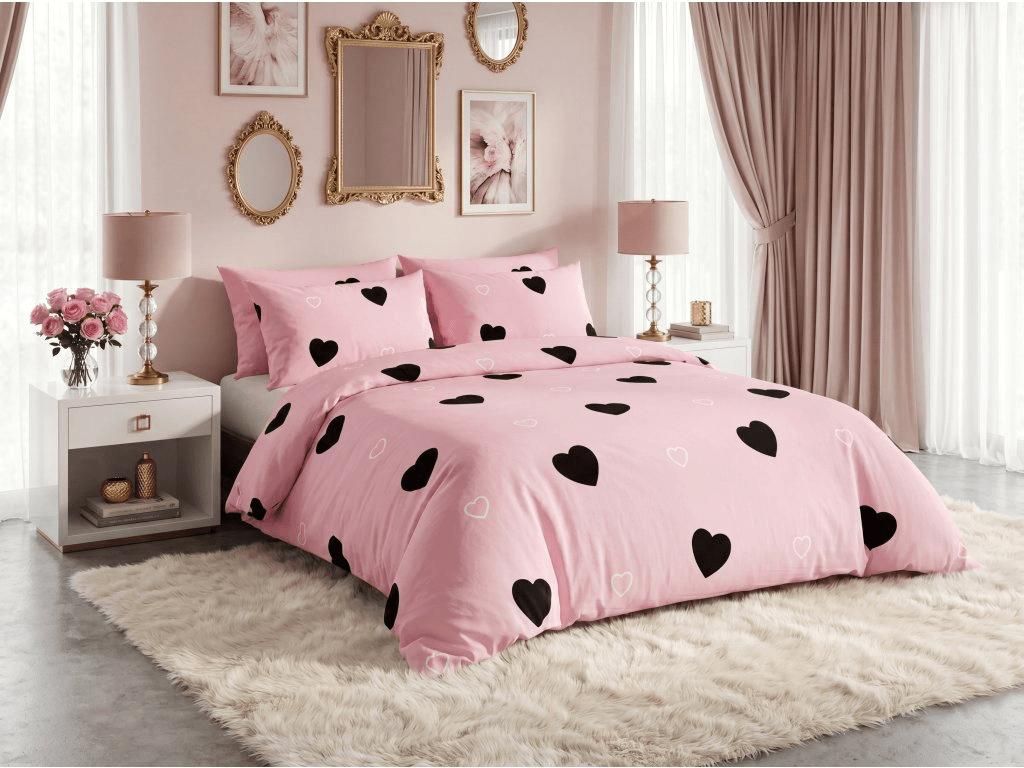 Pościel polibawełniana CORAZON POLY różowa 70x90 + 140x200 Zdjęcie produktu 