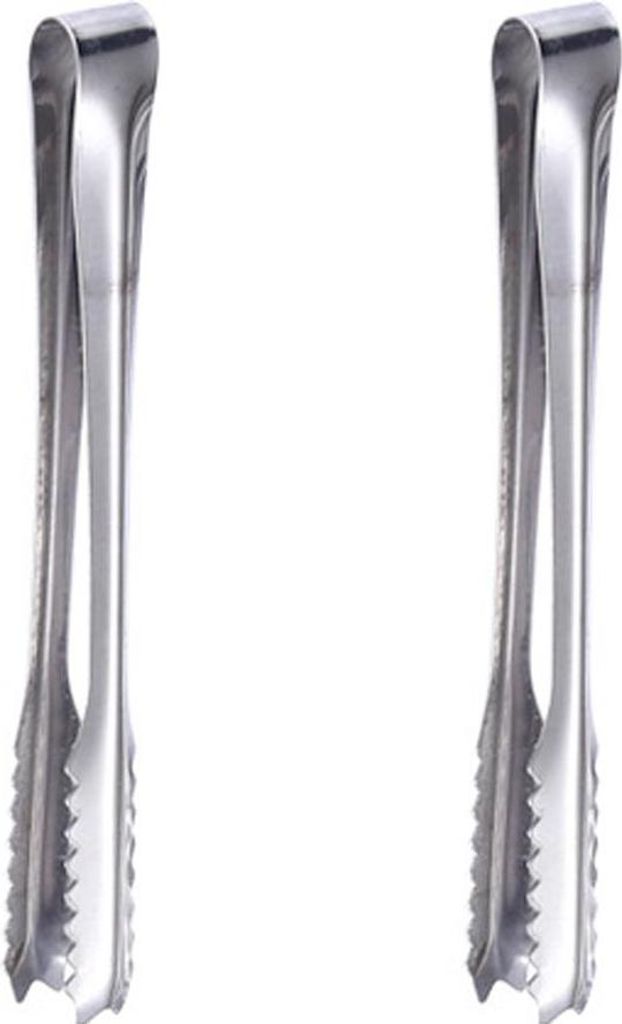 Eiszange aus Edelstahl für Eisbehälter, Eiswürfelzange mit Zähnen,6inches