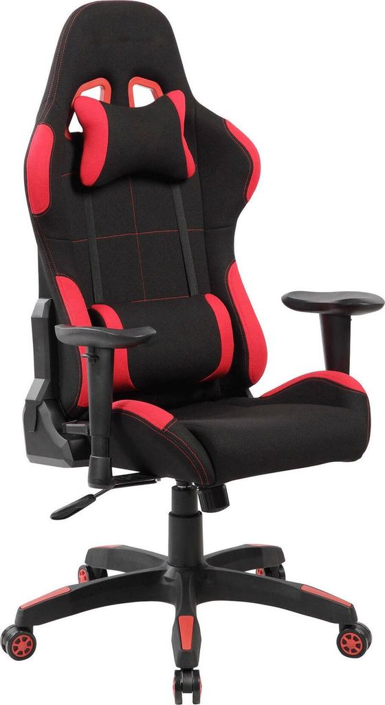 Gaming-Stühl Daren, Gaming-Sessel für Erwachsene, Schreibtischstuhl, 57x72h124/134 cm, Schwarz und Rot
