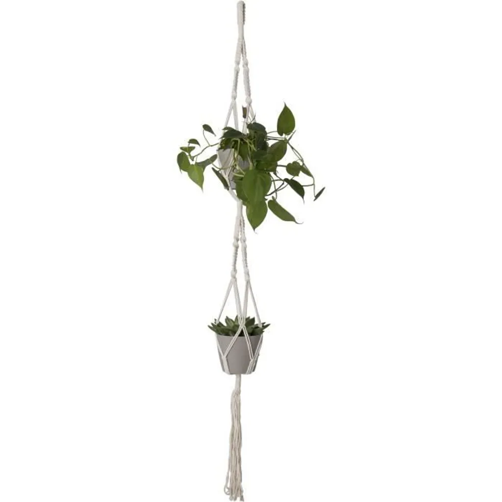 Artevasi Makramee Suspension à fleurs double support blanc 120 cm - 2