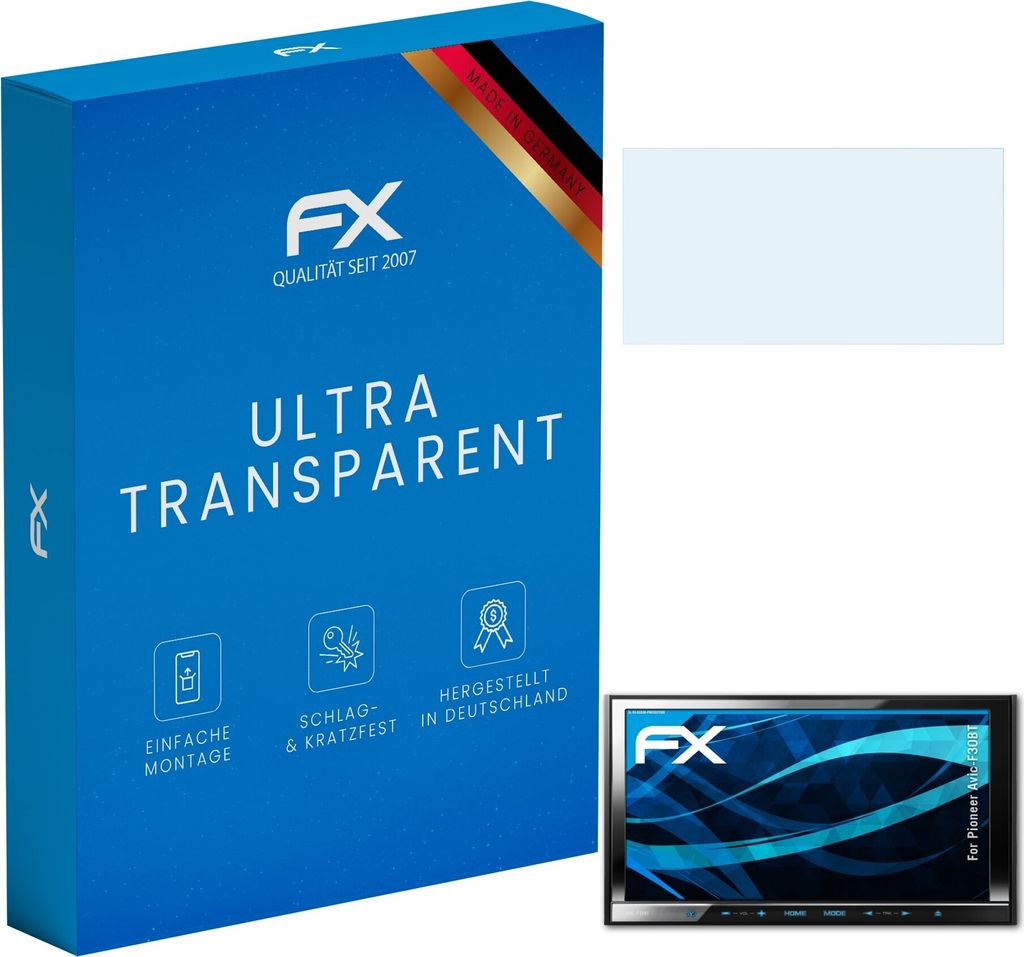 atFoliX FX-Clear 3x Schutzfolie kompatibel mit Pioneer Avic-F30BT Displayschutzfolie