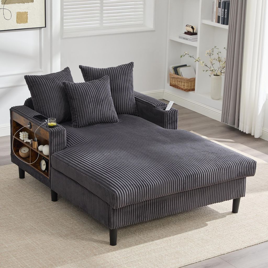 LVHOM Schlafsofa mit LED & USB, Chaiselongue mit Produktbild 