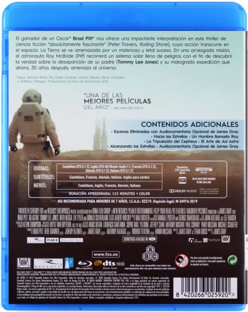 Ad Astra Blu-ray - Fini le Streaming, Optez pour la Qualité HD Sans Coupure
