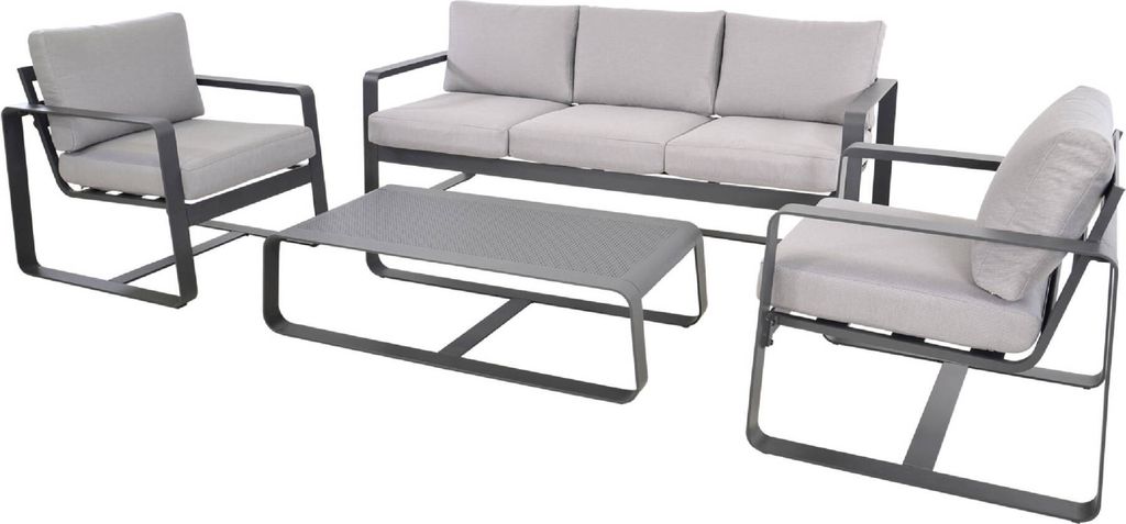 Garten Loungegruppe BELEZZA inkl. 3-Sitzer, 2 Sessel & Tisch in grau