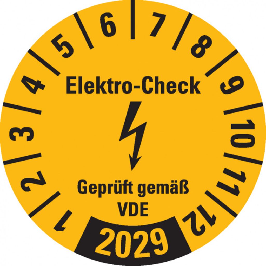 Dreifke Prüfplakette Elektro-Check .., 2029, gelb, Dokumentenfolie, Ø...