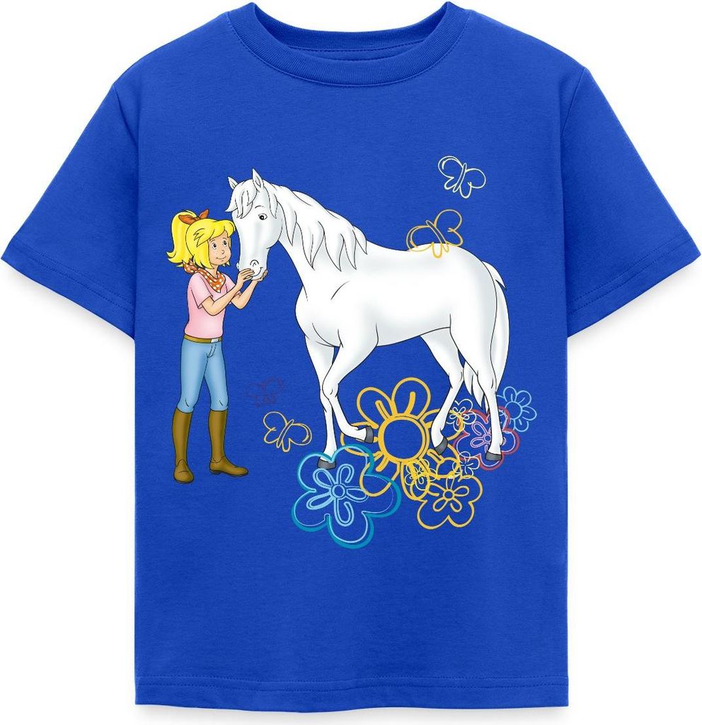 Spreadshirt Bibi Und Tina Bibi Kuschelt Mit Stute Sabrina Kinder T-Shirt, 110/116 (5-6 Jahre), Royalblau