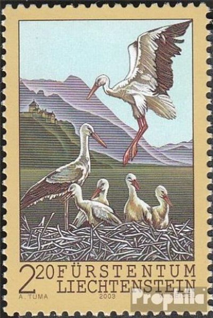 Briefmarken Liechtenstein 2003 Mi 1325 (kompl.Ausg.) gestempelt Weißstorch