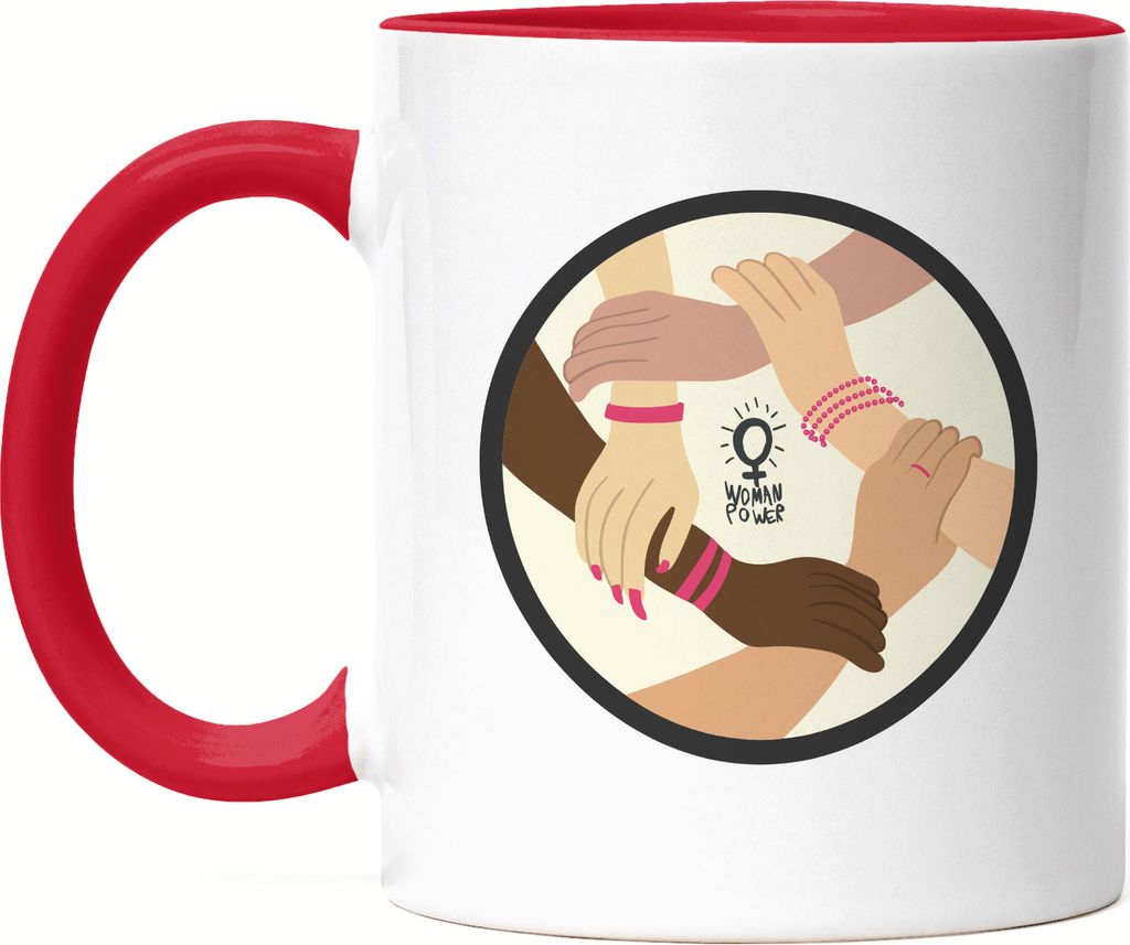 Frauenpower Tasse Rot Geschenk für Superheldinnen Women Power Frauentag Feminismus