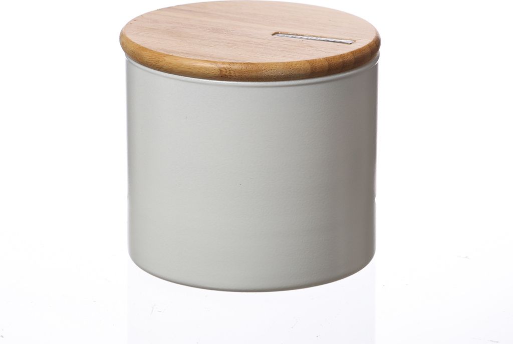 Vorratsdose S - Vorratsglas mit Bambusdeckel - 0,7 Liter - D: 11cm - H: 10cm - weiß