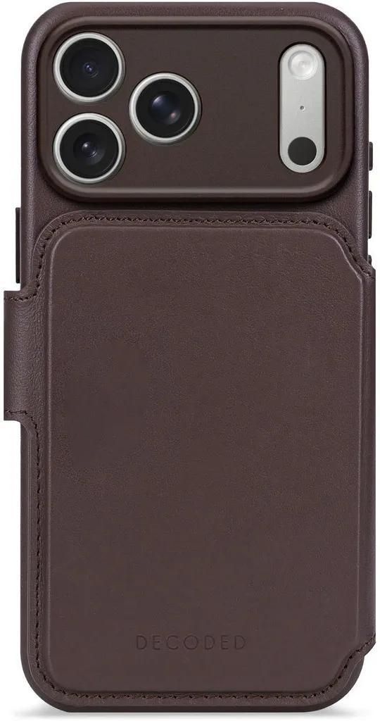 MagSafe Hülle für Apple iPhone 17 Pro - Decoded Echtleder 2-in-1 Book Wallet Klapphülle - Chocolate Brown