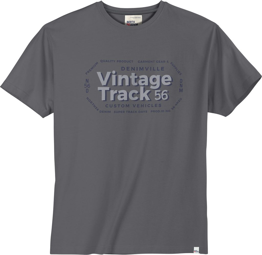 North56°Denim XXL T-Shirt grau Print Vintage Track