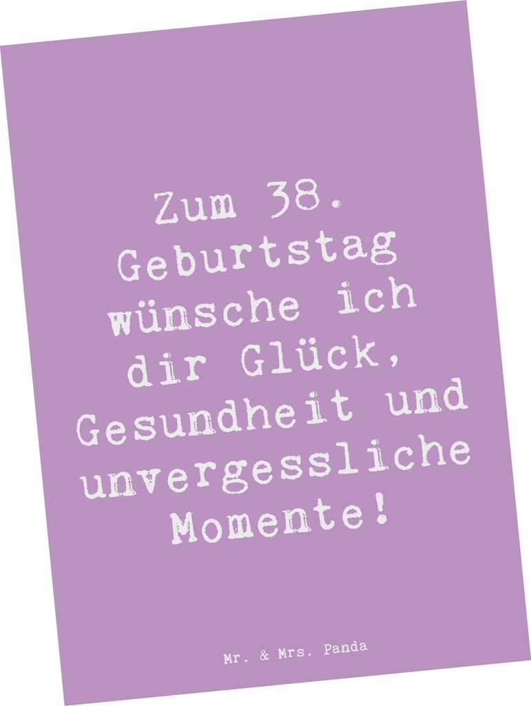 Mr. & Mrs. Panda Postkarte Spruch 38. Geburtstag - Produktbild 