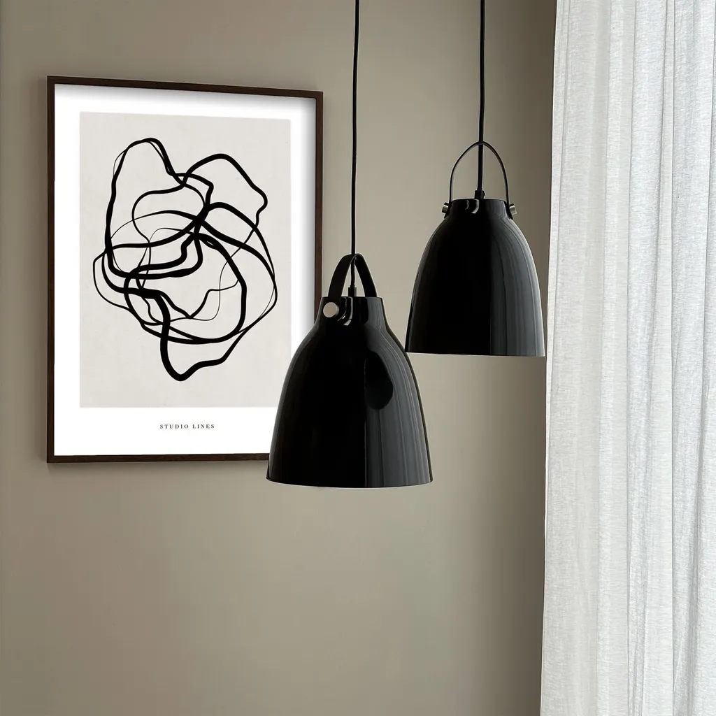 Lampe Suspendue Copenhagen Noire LED 26,5 cm en Métal Mat Finition E27 - 3