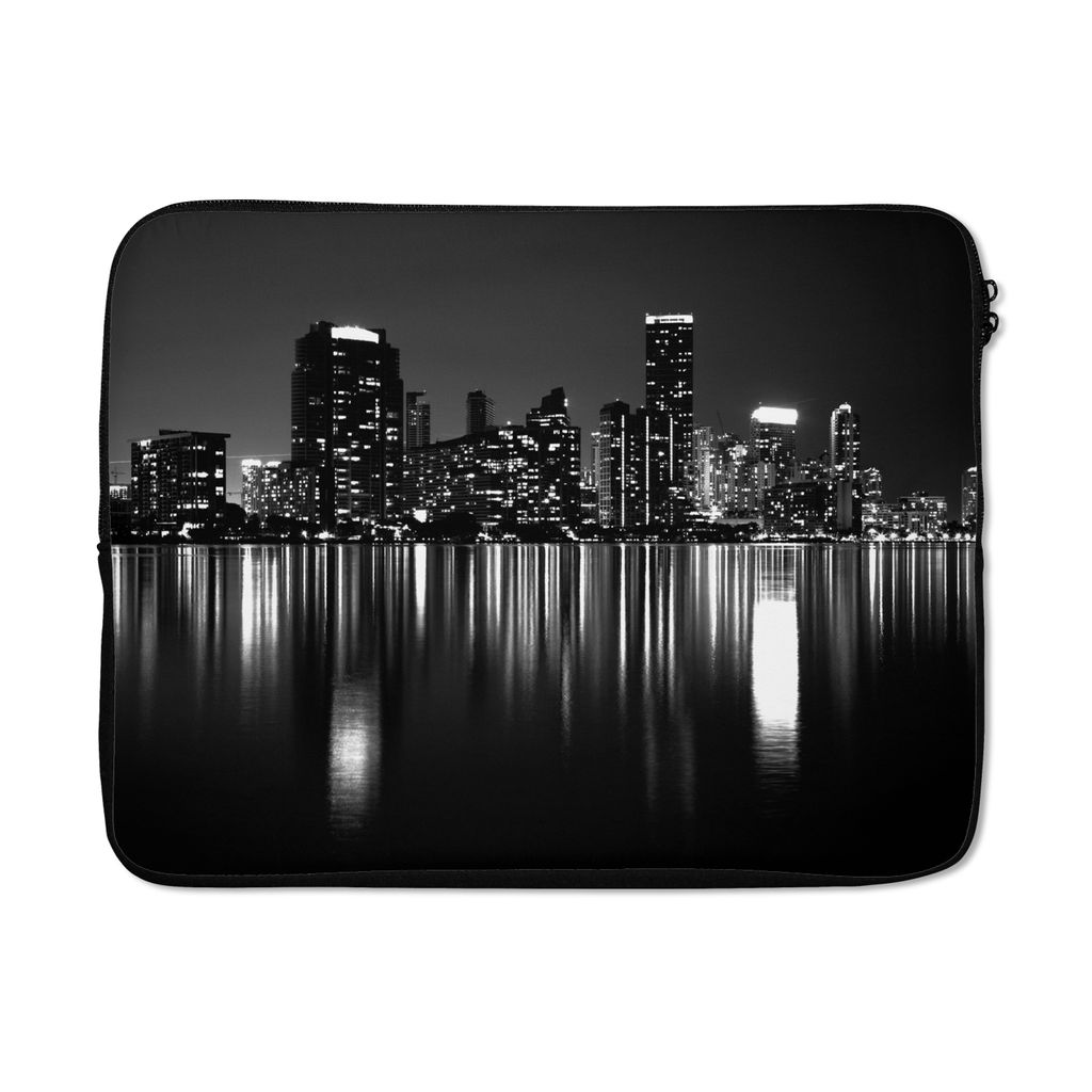 MuchoWow Laptop Hülle 17 Zoll Laptoptasche New York - Skyline - Nacht - Zipper - Schutzabdeckung