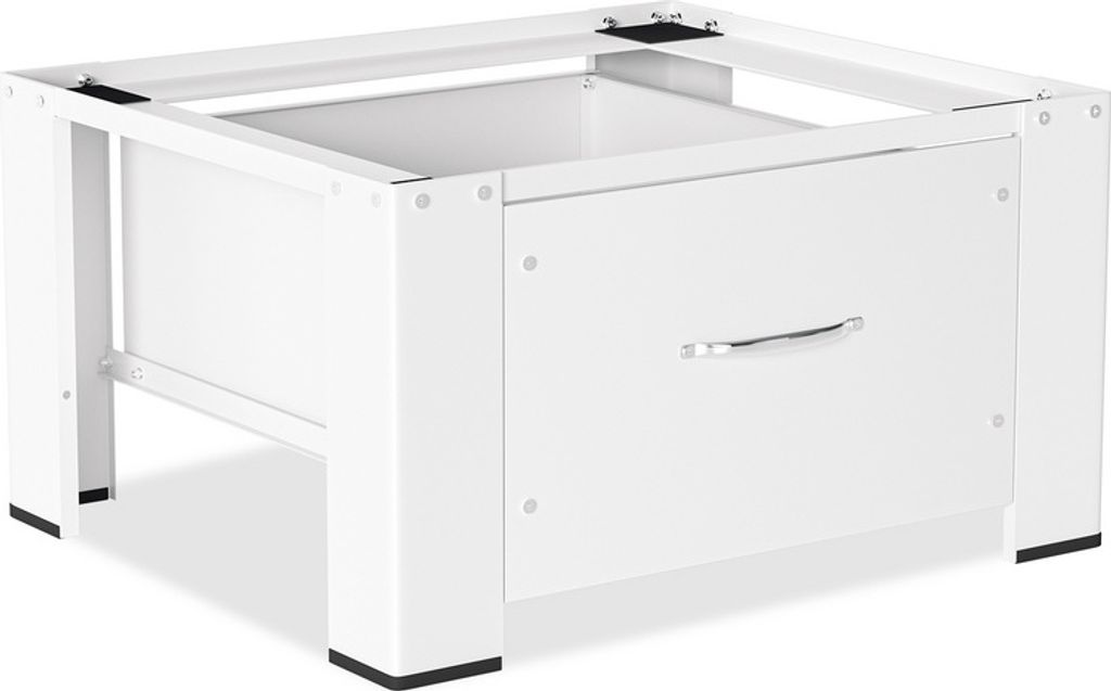 Aopunly Waschmaschinen-Untergestell mit Schublade 62.5x54.5x32.5cm Weiß Stahl Waschmaschinen-Sockel Trockner Sockel Podest