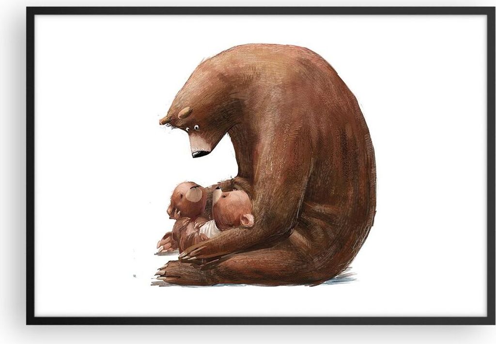 Gerahmtes Poster - Schwarzer Rahmen - Bär Teddybären Kinder - 91,5x61 cm - Wand Bild - Wanddeko - Wandbilder - Kunstposter - Wandposter - Bilderr...