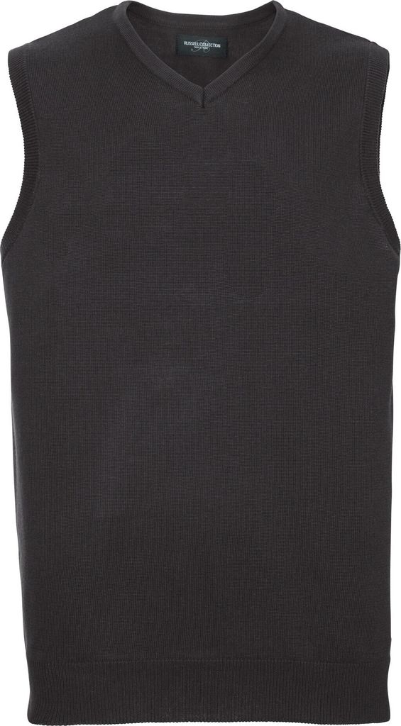 Russell Collection Herren Strick-Pullunder mit V Ausschnitt BC1014 (3XL) (Schwarz)