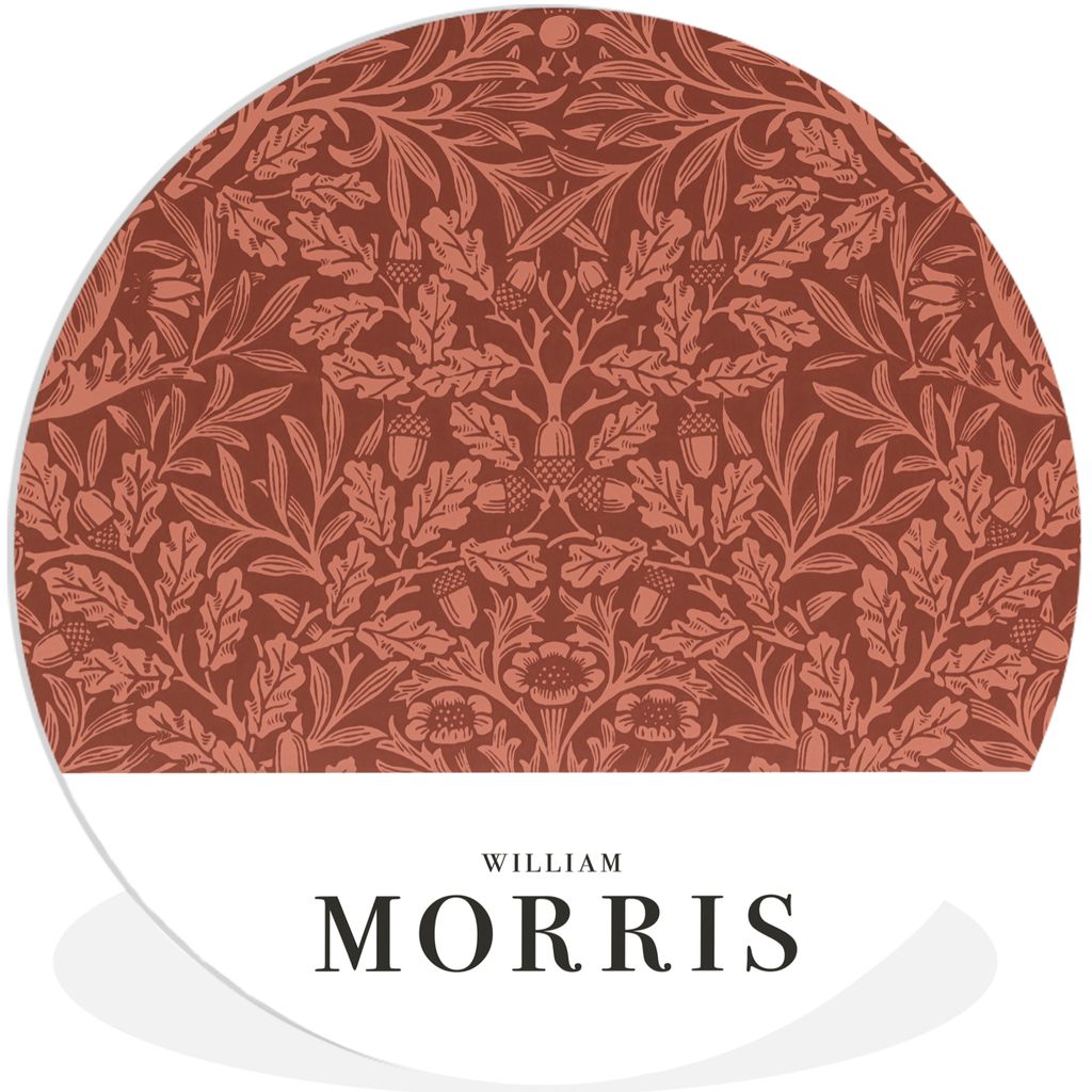 MuchoWow Rundes Wandbild - Runde Bilder Blätter - Pflanzen - Morris - Braun Ø 90 cm Kreis Wanddekoration Kunststoff - Wandkreis - Wandschmuck -...