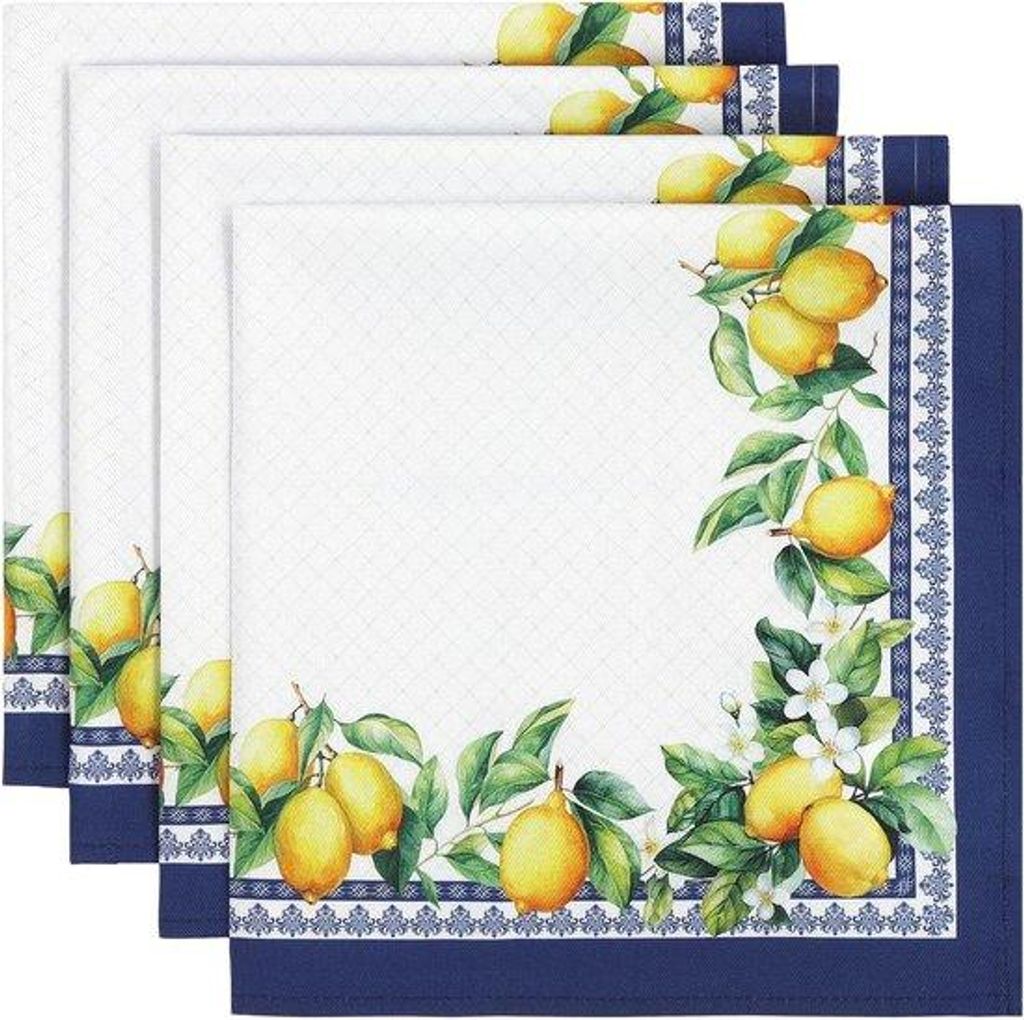 Servietten-Set aus 4 Luxus-Stoffen mit Zitronenblätter-Design für Festlichkeiten