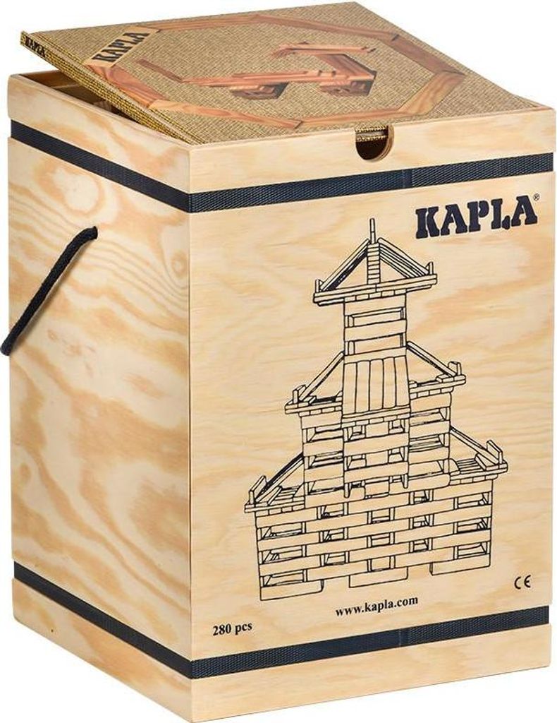 Kapla Holz-Bauklötze Bauset 280 Stück mit gelbem Vorlagenbuch