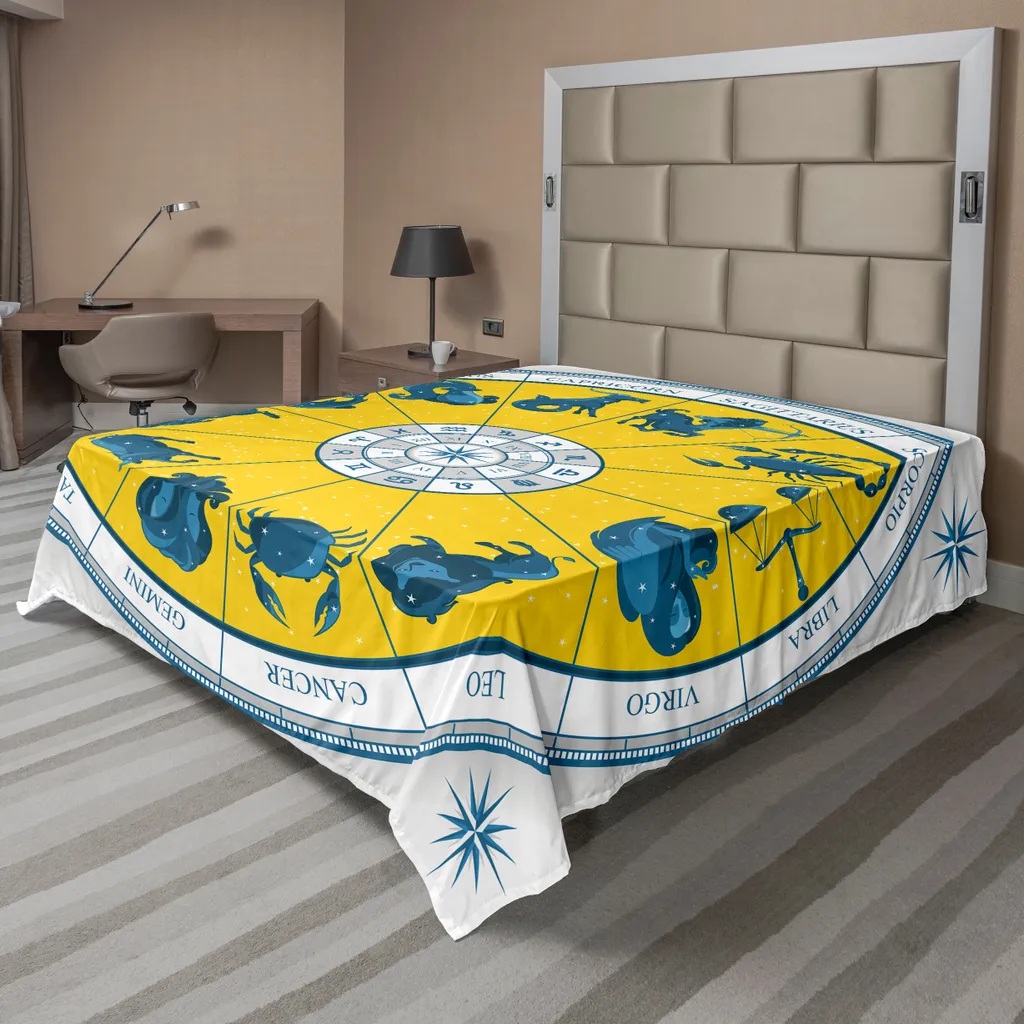 Drap plat décoratif zodiaque ésotérique en tissu souple pour grand lit