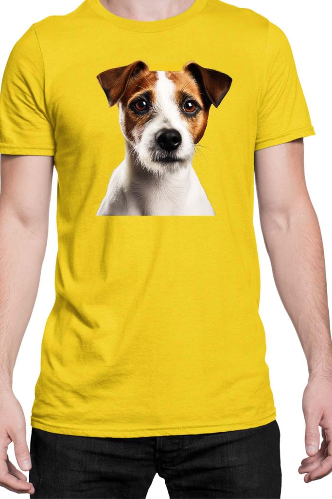 Herren T-Shirt Dogs Breeds Russell Terrier Dog Breed 005, Man 3XL / Gelb